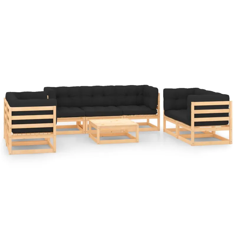 set mobilier de gradina din 8 piese, lemn masiv de pin