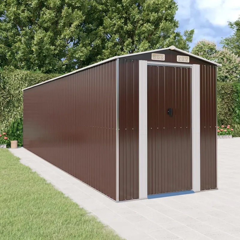 sopron de gradina, maro inchis, 192x772x223 cm, otel galvanizat
