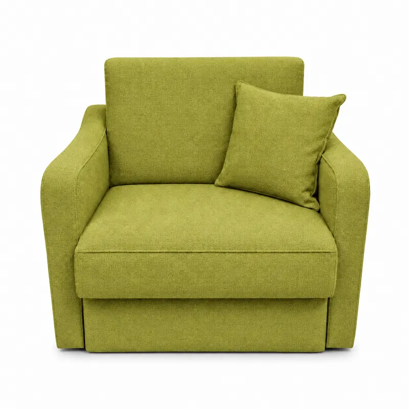 Fotoliu SAMY extensibil, cu lada de depozitare, stofa verde, cadru metalic, 103x100x92 Stofa, Verde