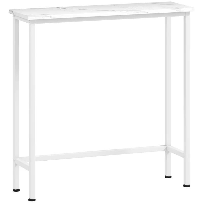HOMCOM Masă consolă de hol cu piciorușe reglabile, protecție la răsturnare 75 x 24 x 76 cm pentru spații mici Alb