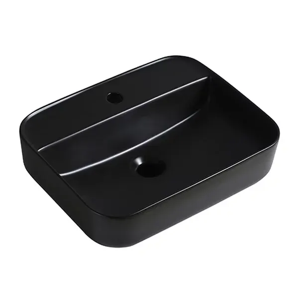 Lavoar pe blat Fluminia Juno-50MB, 40 cm, dreptunghiular, garantie 2 ani, negru mat