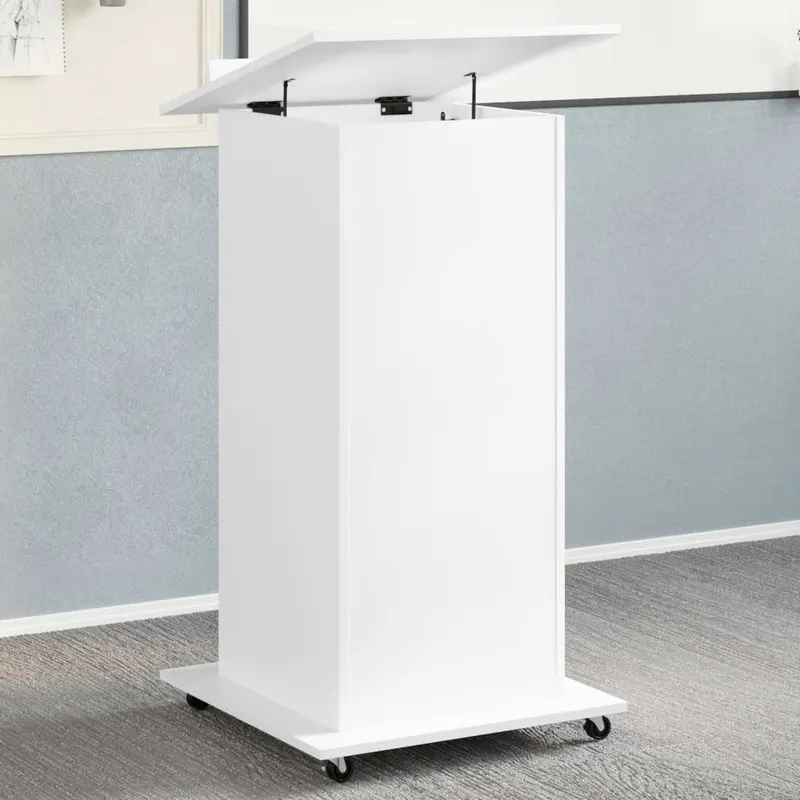 pupitru cu roti si sertar alb 55x55x107 cm lemn prelucrat
