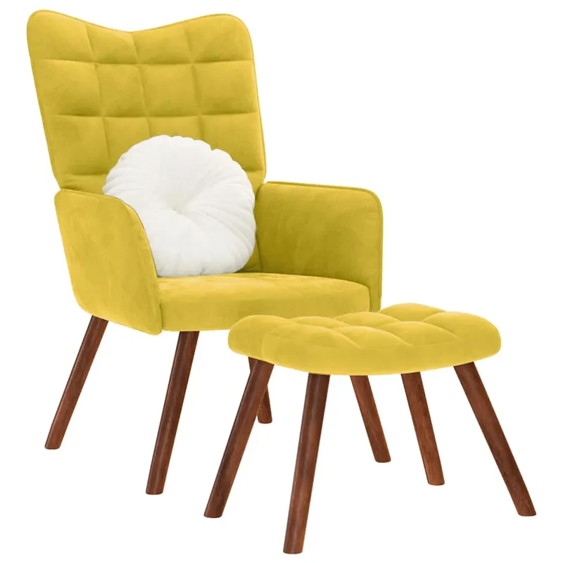 scaun de relaxare cu scaun catifea galbena