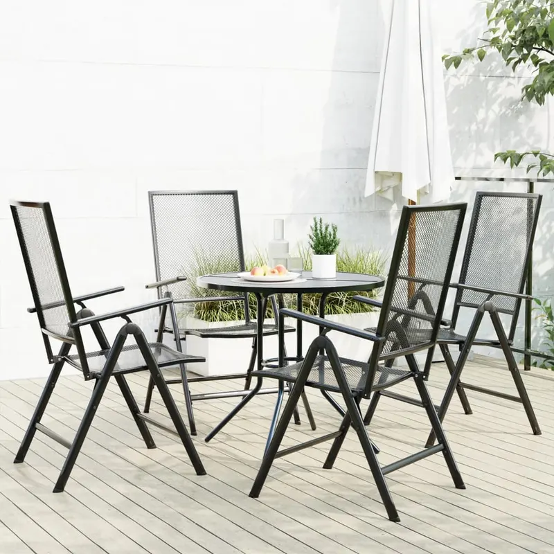 set scaune de gradina rabatabile, 5 buc., antracit, otel vopsit