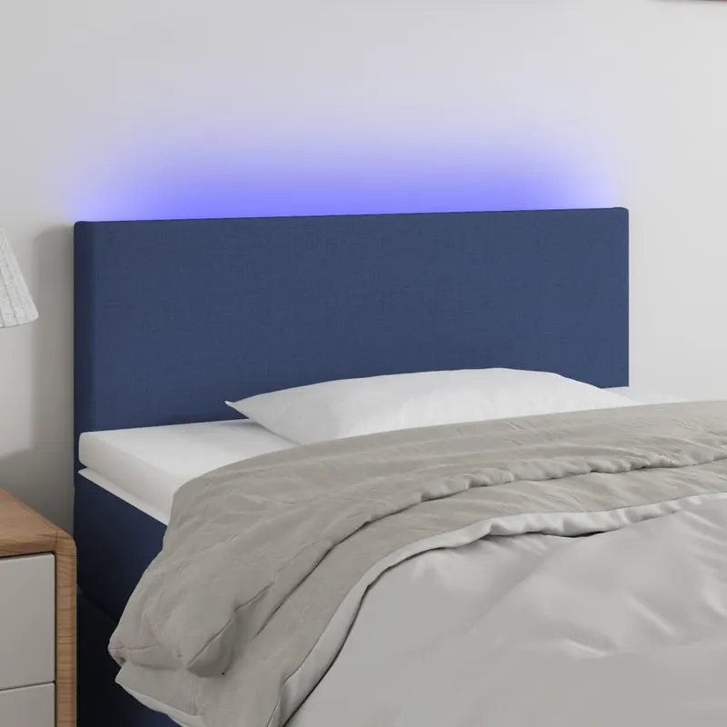 tablie de pat cu led, albastru, 80x5x78/88 cm, textil