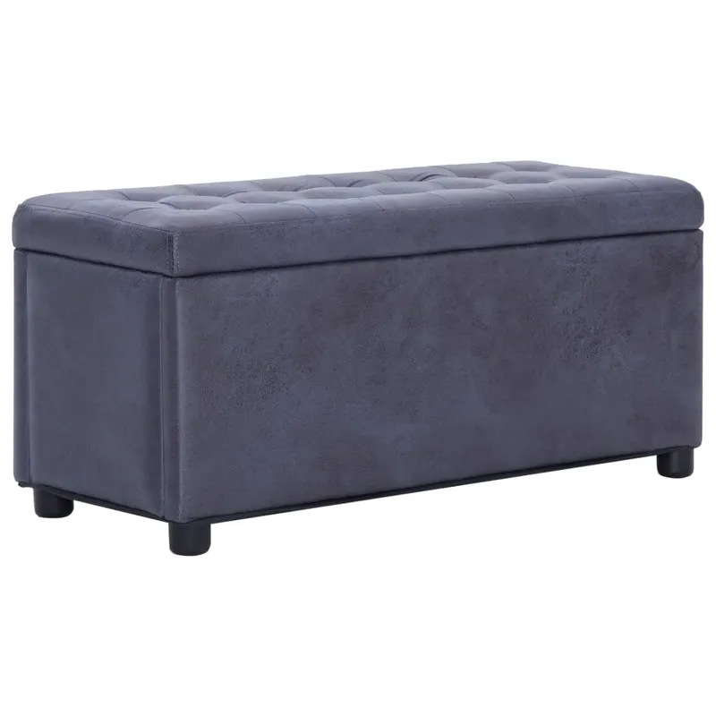 taburet de depozitare, gri, 87,5 cm, piele intoarsa ecologica