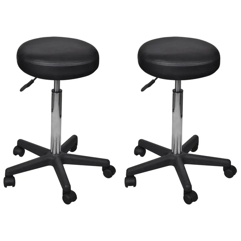 taburete de birou, 2 buc., negru, 35,5x84 cm, piele ecologica