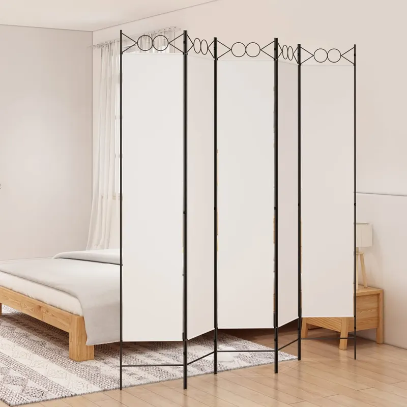 paravan de camera cu 5 panouri, alb, 200x220 cm, textil