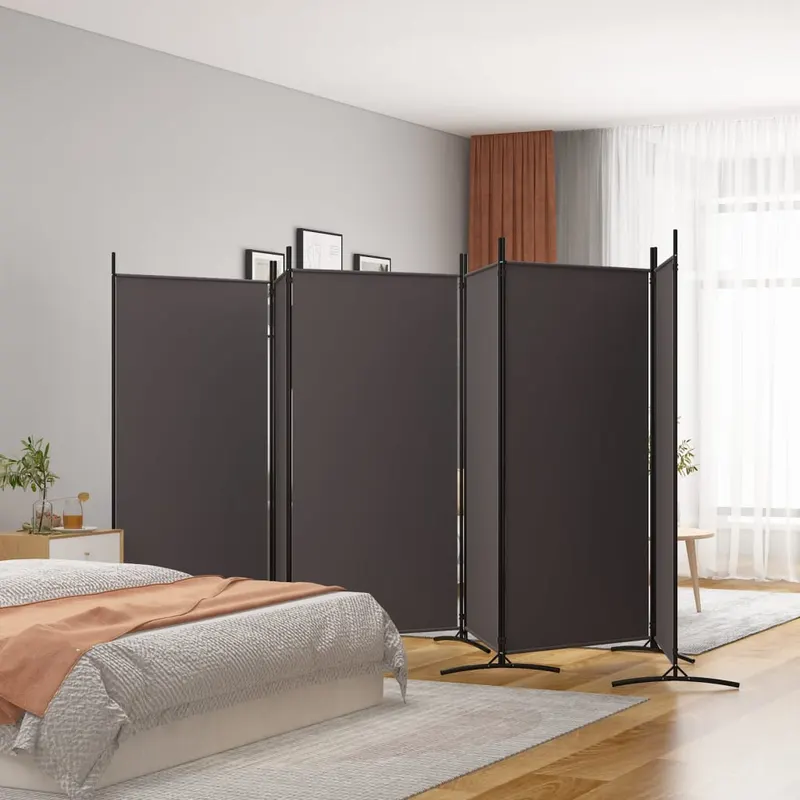 paravan de camera cu 6 panouri, maro, 520x180 cm, textil