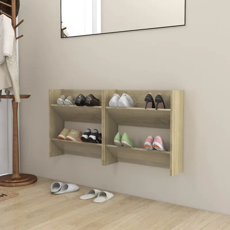 pantofare de perete, 2 buc., stejar sonoma, 60x18x60 cm pal