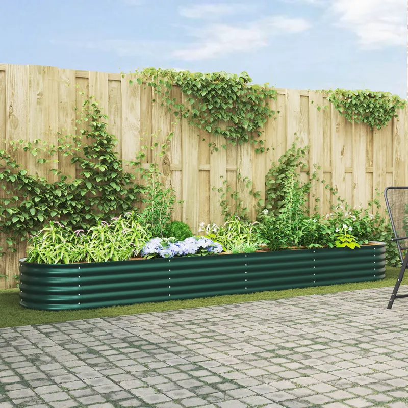 gradina rasa pe pat verde 400x80x44 cm otel galvanizat