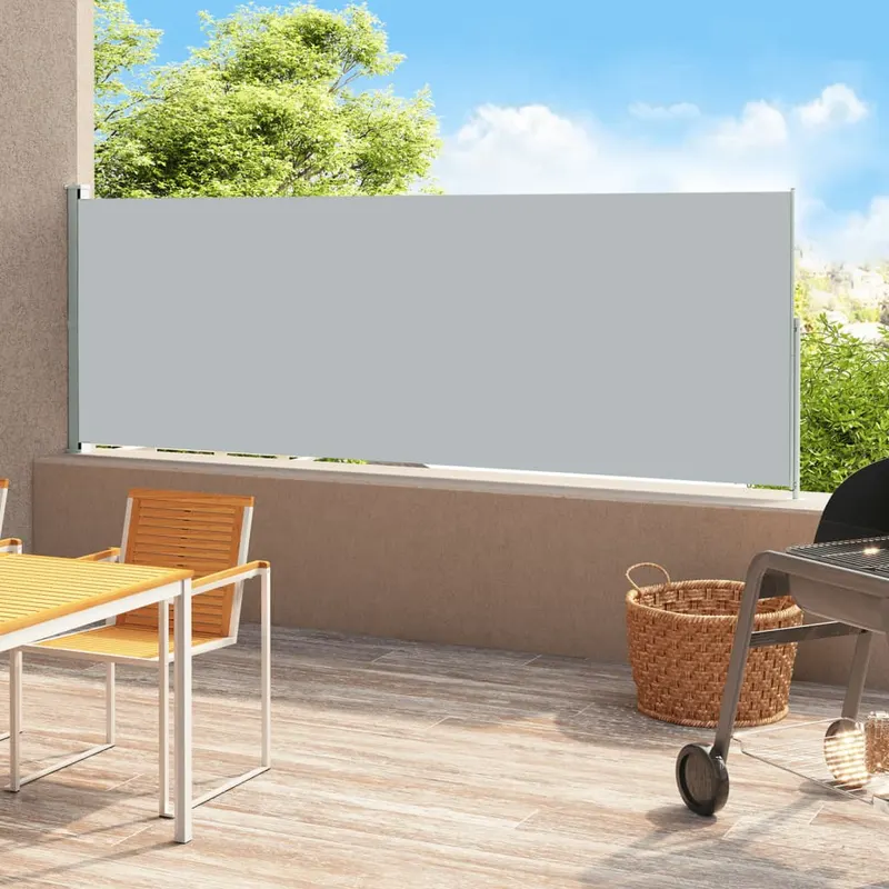 copertina laterala retractabila de terasa, gri, 200x500 cm