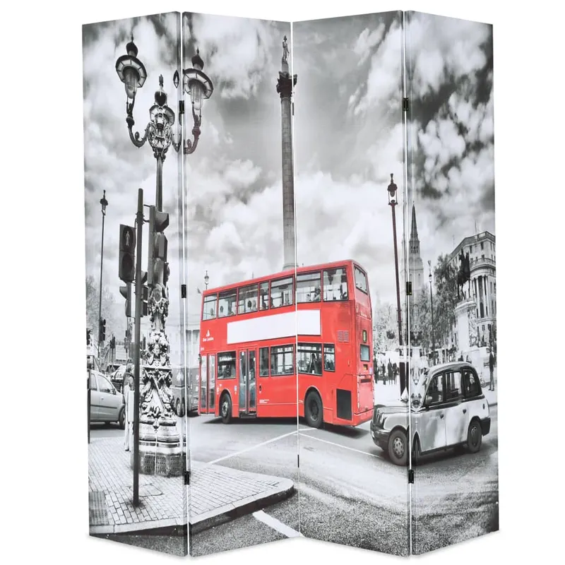 paravan camera pliabil, 160x170 cm, autobuz londonez, negru/alb
