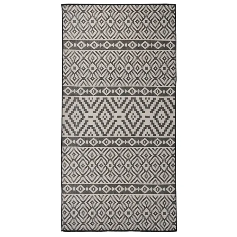covor de exterior, dungi negre, 100x200 cm, tesatura plata