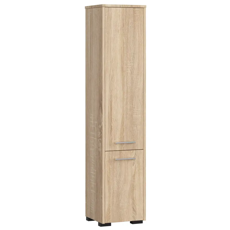 Dulap baie tip coloana cu 2 usi si 5 rafturi, PAL laminat, 30x30x140 cm, stejar sonoma