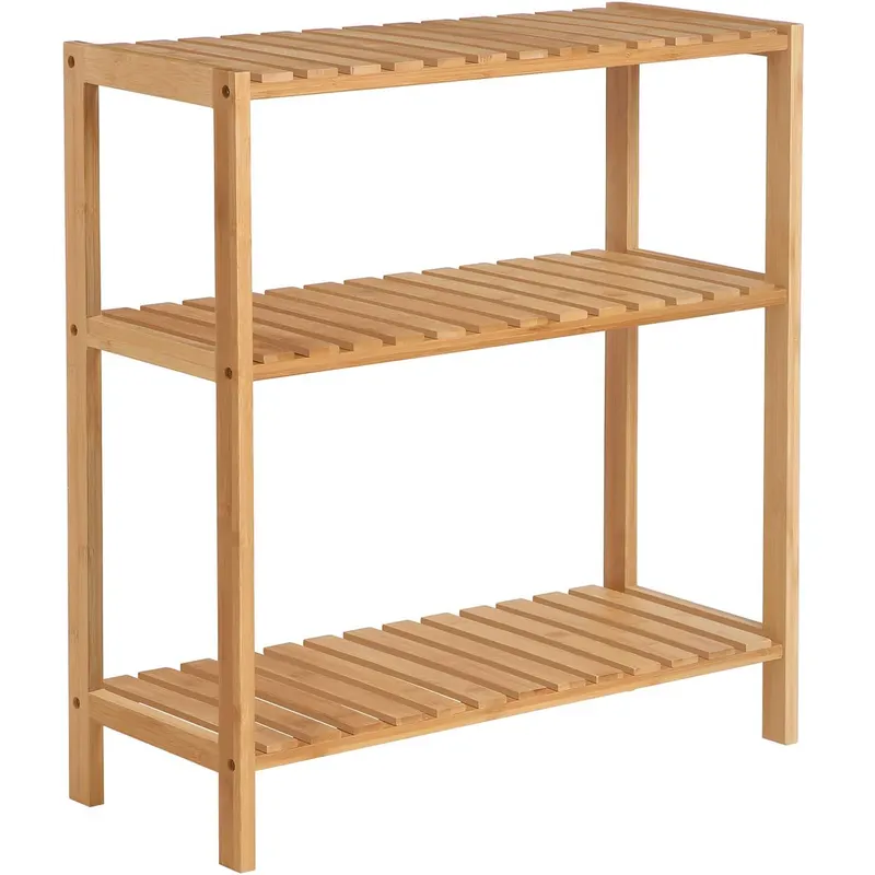 Raft de depozitare din bambus, cu 3 niveluri, 60x26x66 cm, maro