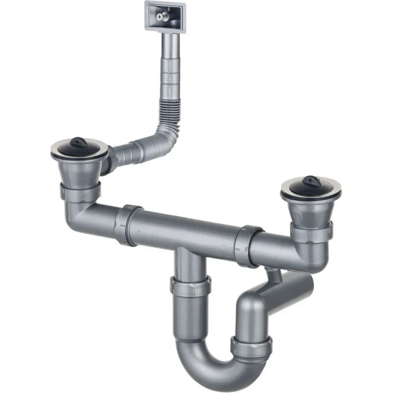 Sifon chiuveta inox doua cuve Deante, cu preaplin