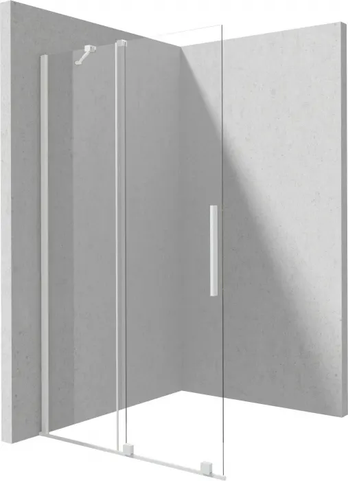 Paravan dus glisant 100x195cm, sticla securizata 6 mm, cu finisaj alb mat. Deante Prizma