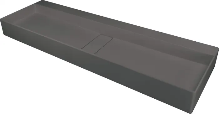 Lavoar din granit, capac scurgere, montare blat, 120x40 cm, antracit, Deante Blur