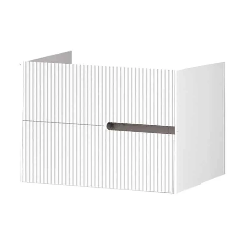 Mobilier lavoar pe blat Fluminia Malta, finisaj riflat, 80cm, 2 sertare soft close, alb