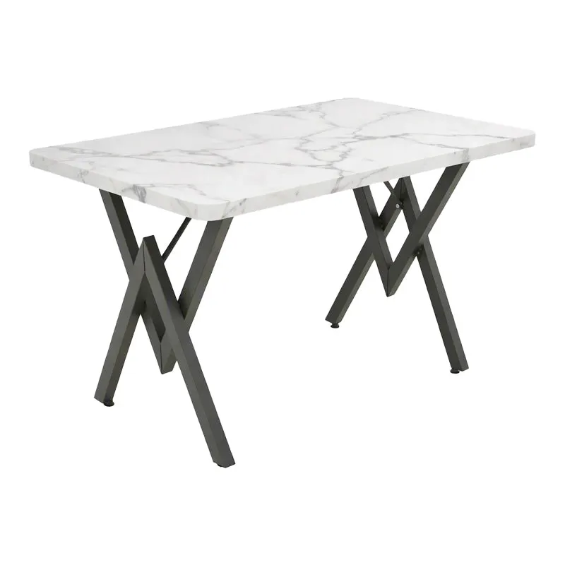 Masă dining Vertex, Lemn și metal, Diverse culori, 110x70x72 cm - Alb-Marmură-Negru