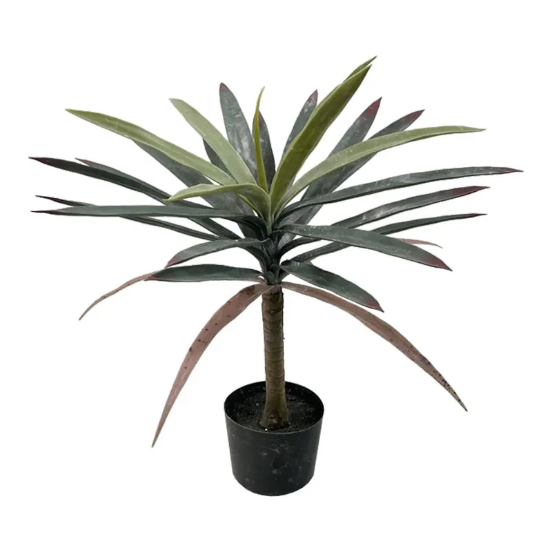 Planta decorativa Dracaena Palm în ghiveci, Inart, Stil Modern, Material PP, Înaltime 62cm. - Negru - Verde
