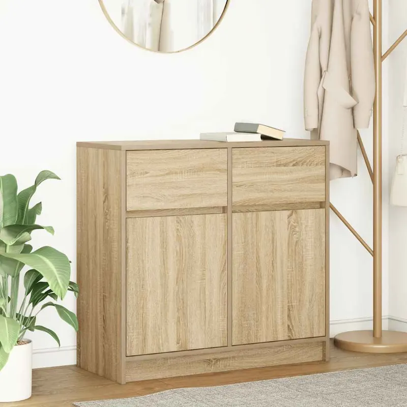 bufeta cu sertar stejar sonoma 80x34x76 cm lemn prelucrat