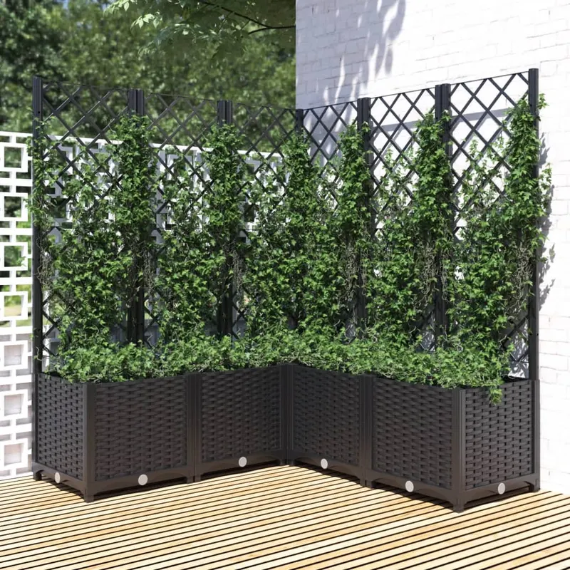 jardiniera de gradina cu spalier, maro, 120x120x136 cm, pp