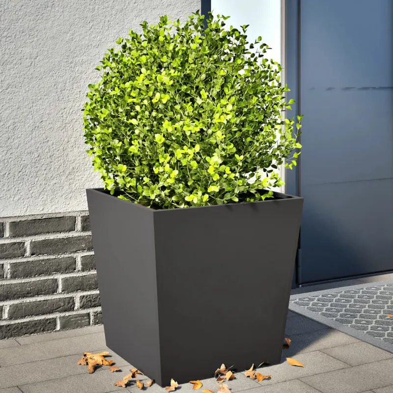 jardiniere gradina, 2 buc., negru, 50x50x50 cm, otel
