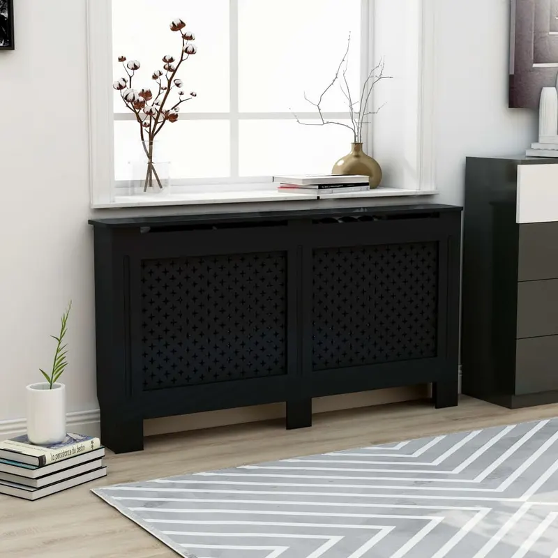 masca pentru calorifer, negru, 152 x 19 x 81,5 cm, mdf