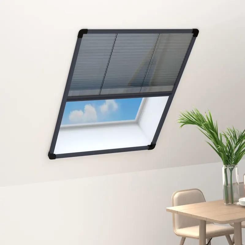 plasa insecte plisse de ferestre, antracit, 60x80 cm, aluminiu