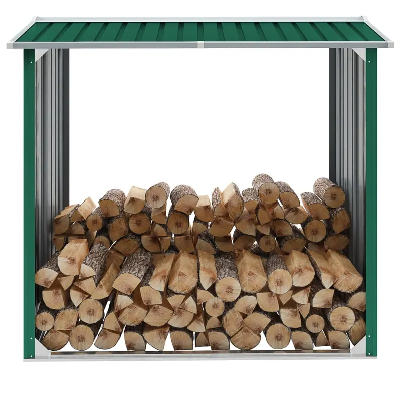 sopron depozitare lemne, verde, 172x91x154 cm, otel galvanizat