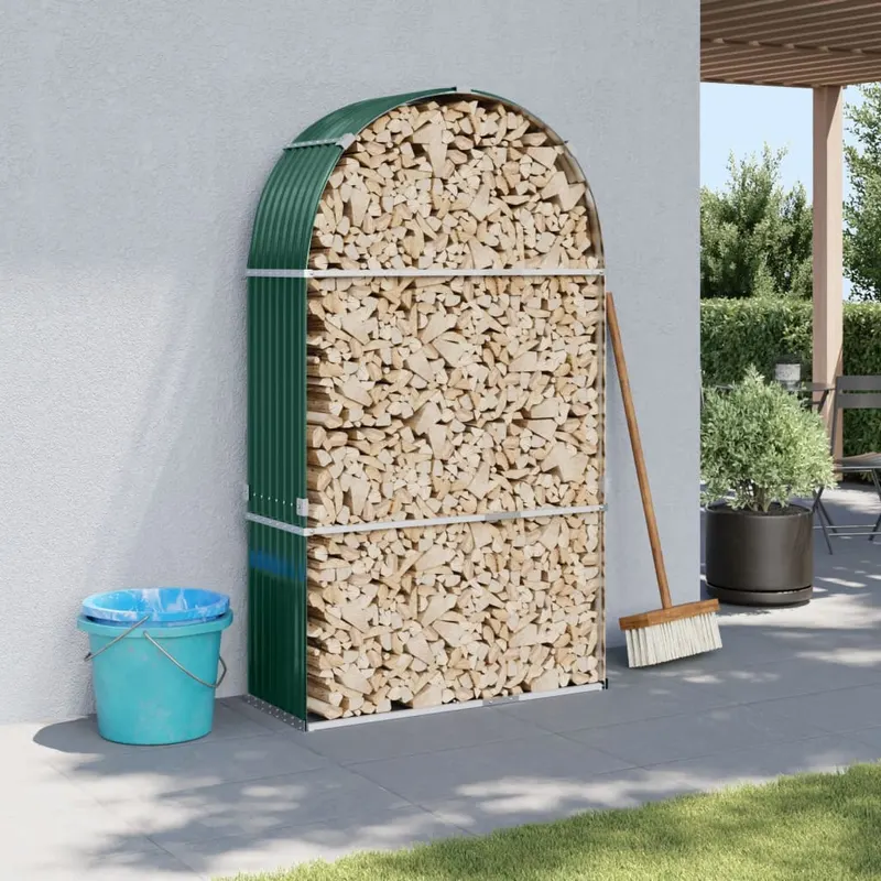 suport pentru busteni, verde, 120x45x210 cm, otel galvanizat