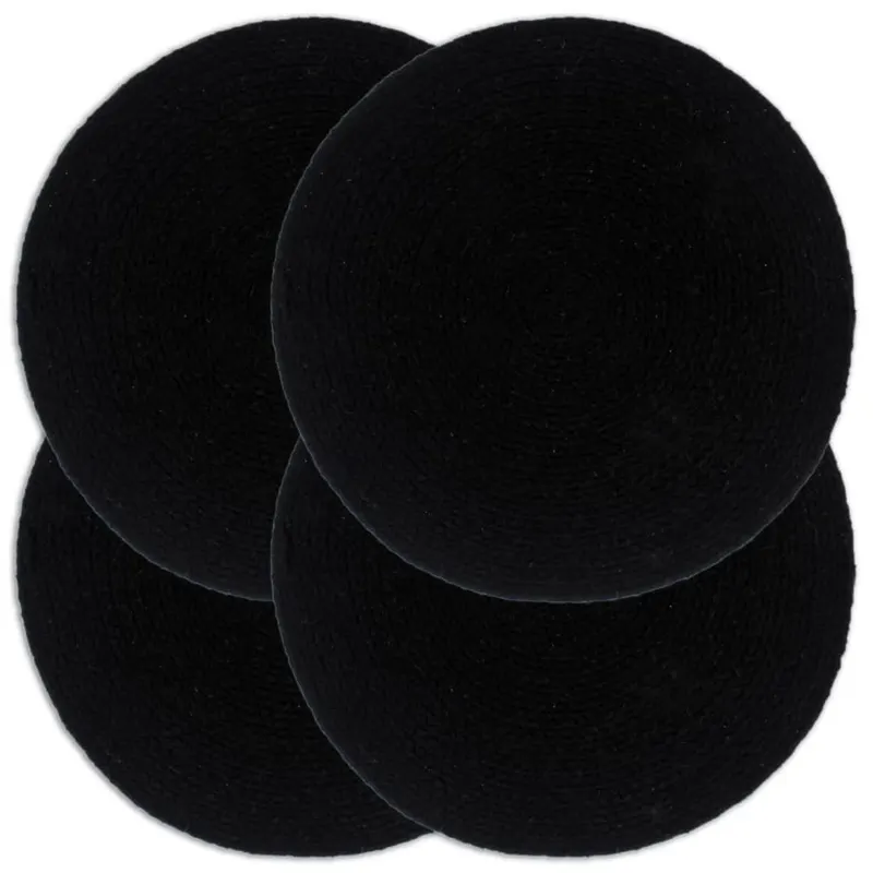 naproane, 4 buc., negru, 38 cm, bumbac, rotund