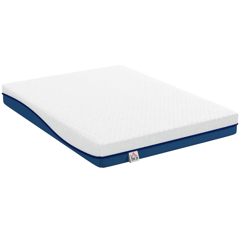 HOMCOM Saltea 140x190cm, saltea 2 persoane, spumă cu memorie infuzată cu ceai verde, husă detașabilă lavabilă, fermitate medie