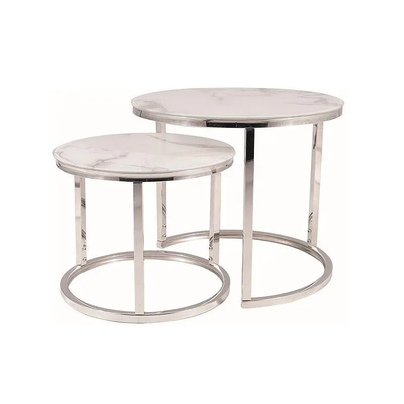 Set 2 masute de cafea ATLANTA II CROM Ø53/43 CM