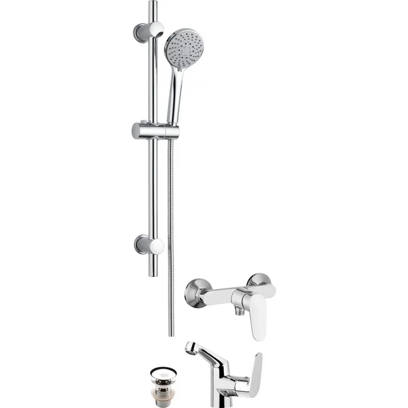 Set baie baterie lavoar cu ventil inclus, baterie dus si set de dus Deante, Chaber