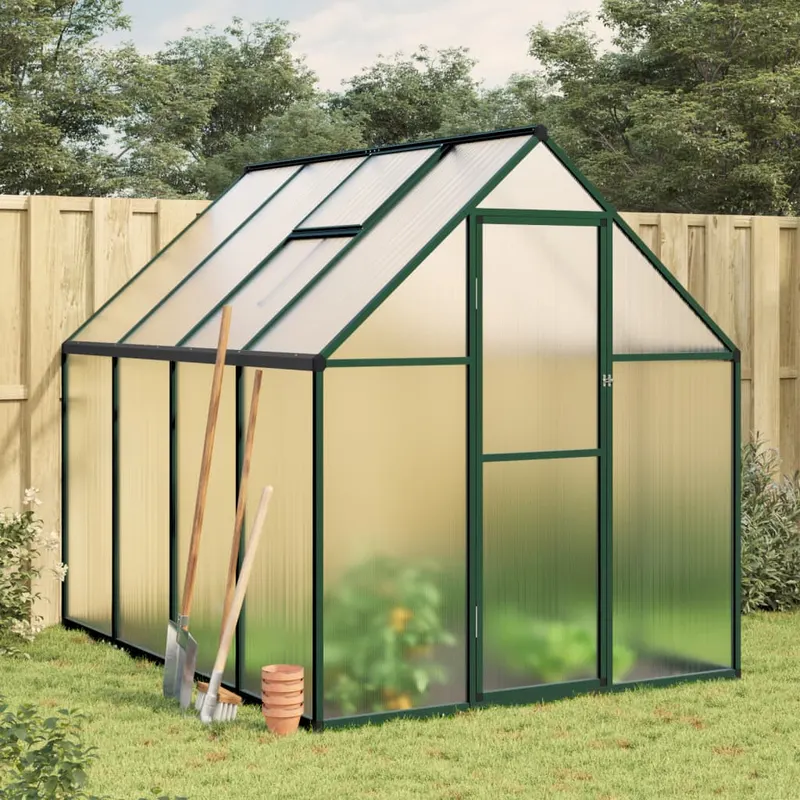 sere cu cadru de baza, verde, 224x169x195 cm, aluminiu