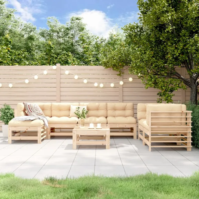set mobilier de gradina din 8 piese, lemn masiv de pin