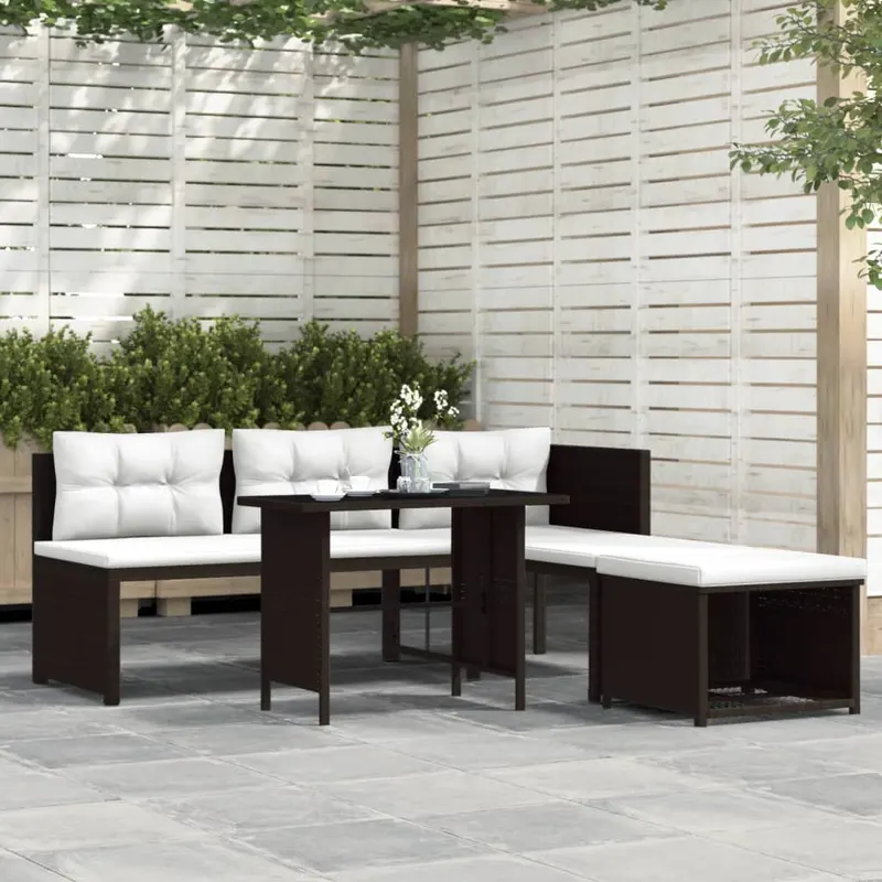set mobilier de gradina, 4 piese, maro, poliratan
