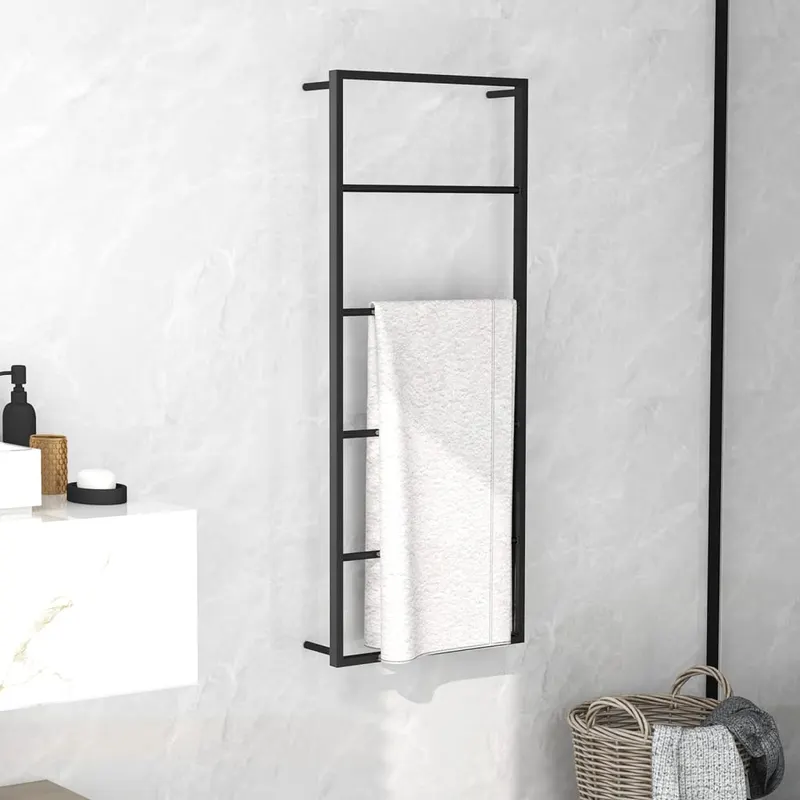 suport de prosoape, negru, 45x10x115 cm, otel
