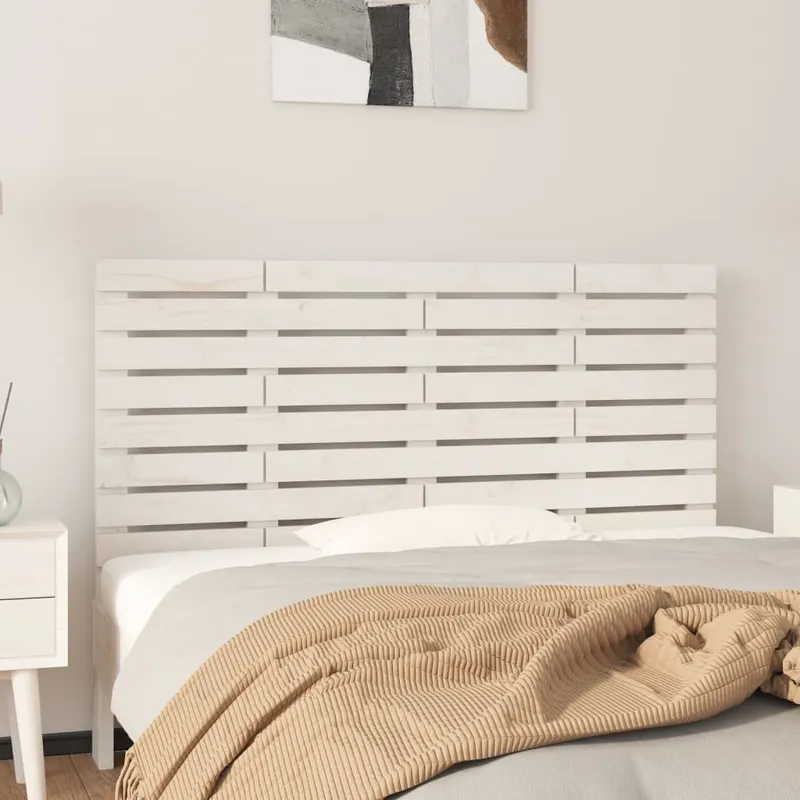 tablie de pat pentru perete, alb, 126x3x63 cm, lemn masiv pin