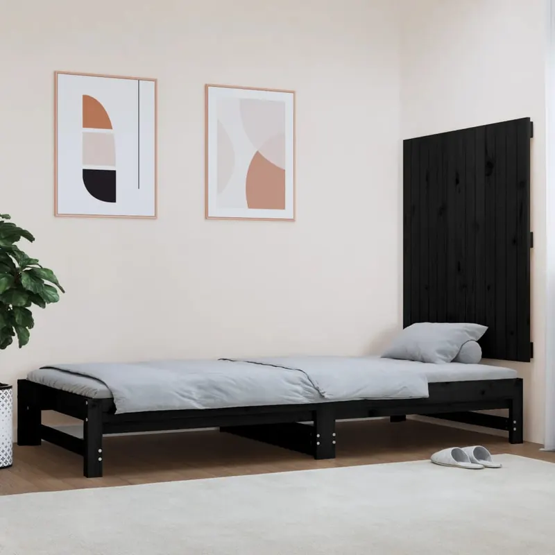 tablie de pat pentru perete, negru, 82,5x3x90 cm lemn masiv pin