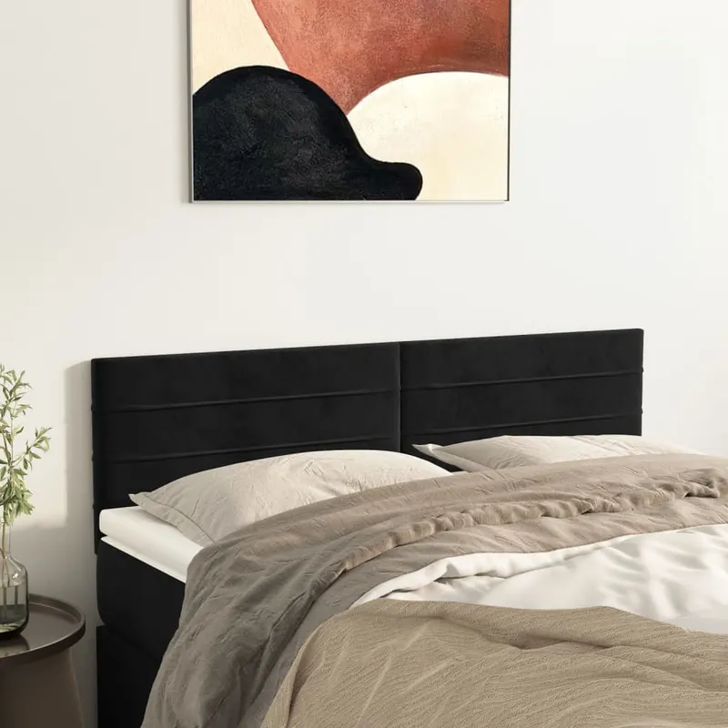 tablii de pat, 2 buc., negru, 72x5x78/88 cm, catifea