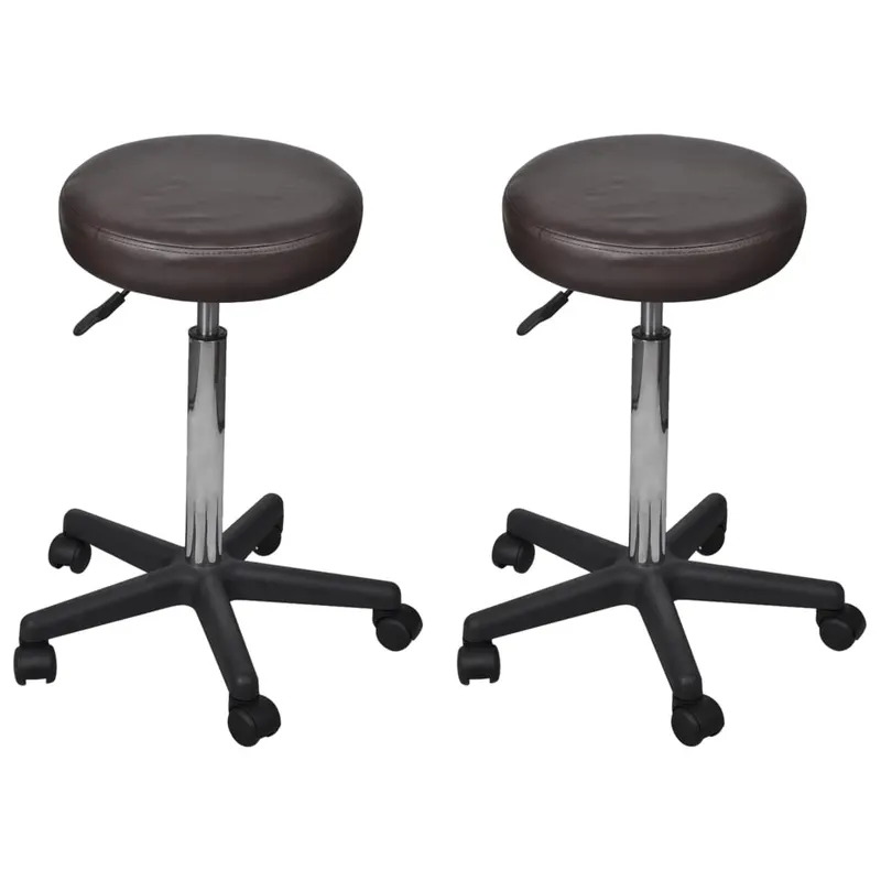 taburete de birou, 2 buc., maro, 35,5x84 cm, piele ecologica