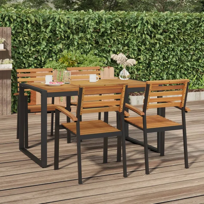masa gradina picioare forma de u 140x80x75 cm lemn masiv acacia