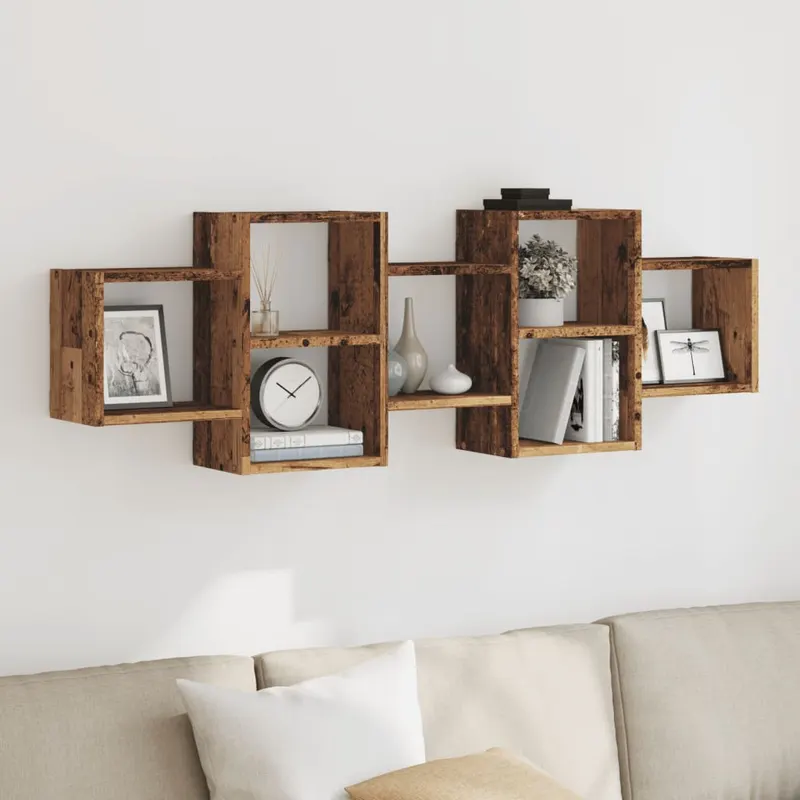 raft de perete, lemn vechi, 129x18x42 cm, lemn prelucrat