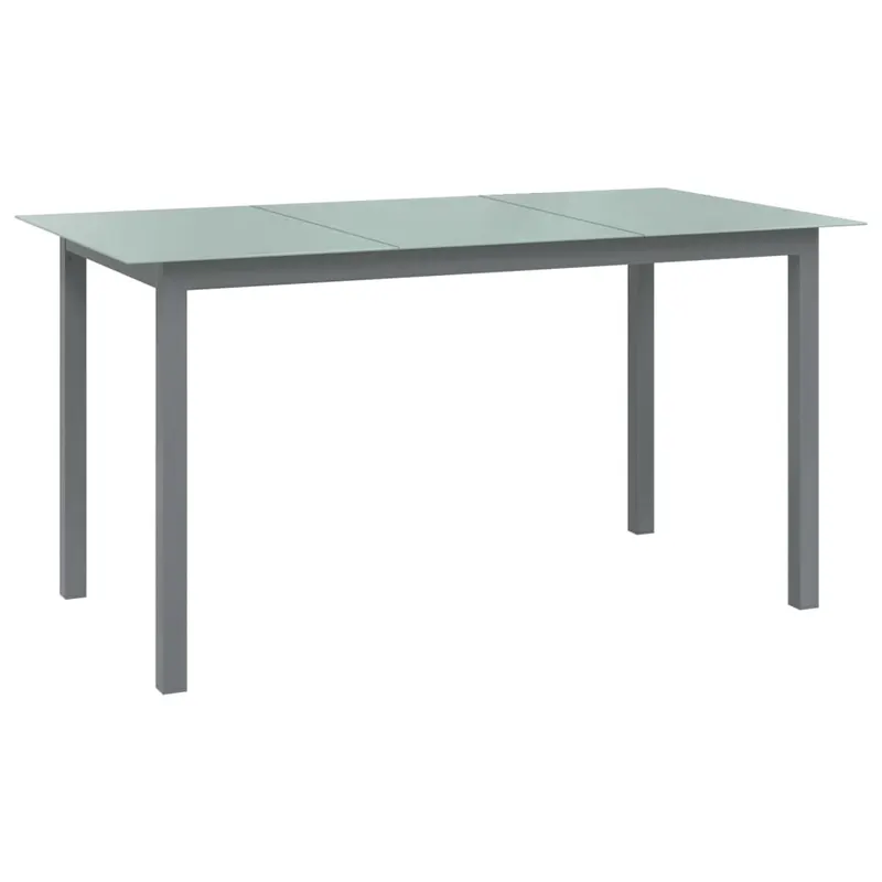 masa de gradina, gri deschis, 150x90x74 cm, aluminiu si sticla