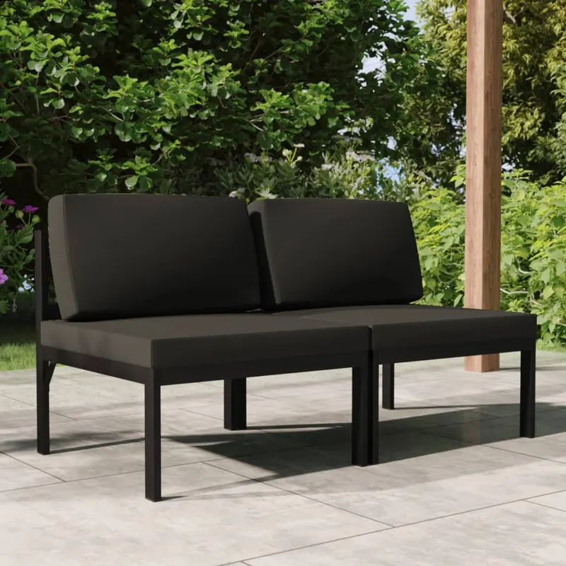 canapea de gradina cu 2 locuri, cu perne, antracit, aluminiu