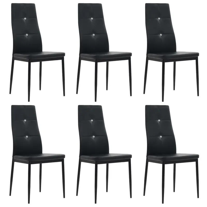 scaune de sufragerie, 6 buc., negru, piele ecologica